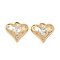 Brass Micro Pave Cubic Zirconia Pendants, Nickel Free, Heart Charms, Real 18K Gold Plated, Clear, 12x13.5x5mm, Hole: 1.4mm