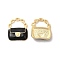 Alloy Enamel Pendants, Cadmium Free & Nickel Free & Lead Free, Golden, Handbag Charm, Black, 19.5x16x4mm, Hole: 6x9mm