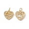 Brass Micro Pave Cubic Zirconia Pendants, with Glass & Jump Ring, Real 18K Gold Plated, Cadmium Free & Nickel Free & Lead Free, Heart with Snake Charms, Clear, 3.5x13x3mm, Hole: 4mm