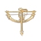 Brass Micro Clear Cubic Zirconia Pendants, Long-Lasting Plated, Bow and Arrow, Real 18K Gold Plated, Bow: 10x20x2.5mm, Arrow: 17.5x4x1.5mm, Hole: 3.5mm