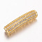 Brass Micro Pave Cubic Zirconia Tube Beads, Cadmium Free & Nickel Free & Lead Free, Clear, Golden, 27x6mm, Hole: 3mm