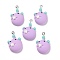 Opaque Resin Pendants, with Platinum Tone Iron Loops, Monster, Lilac, 28x17x9mm, Hole: 2mm