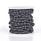 Handmade Glass Beaded Chains, Unwelded, with Brass Findings, with Spool, Frosted, Round, Gunmetal, Black, 6mm, about 32.8 Feet(10m)/roll