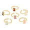 Brass Enamel Cuff Ring, Real 18K Gold Plated, Bear, Mixed Color, US Size 6(16.5mm)
