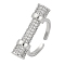 Rack Plating Brass Micro Pave Cubic Zirconia Cuff Rings for Women, Cadmium Free & Lead Free, Long Tube, Platinum, 27x7mm, Inner Diameter: 18mm