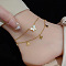Stainless Steel Charm Anklets for Women, Real 18K Gold Plated, Butterfly, 8.27 inch(21cm)