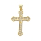 Brass Micro Micro Pave Clear Cubic Zirconia Pendants, Cadmium Free & Nickel Free & Lead Free, Cross, Real 18K Gold Plated, 32.5x21.5x2mm, Hole: 4.5x3.5mm