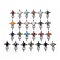 Gemstone Teardrop Pendants, Key Charms, with Rack Plating Platinum Tone Brass Findings, 46x32x9~10.5mm, Hole: 7x5mm