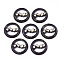 Cellulose Acetate(Resin) Pendants, with Micro Pave Cubic Zirconia, Flat Round, Coconut Brown, 26x6mm, Hole: 1.4mm