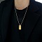 304 Stainless Steel Simple Texture Rectangle Pendant Necklaces for Men, Multi-color Fashionable Daily Wear, Golden, 21.26 inch(54cm)