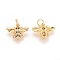 Brass Micro Pave Cubic Zirconia Pendants, Cadmium Free & Lead Free, Insects, Real 18K Gold Plated, 11x15x2mm, Hole: 3mm