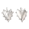 Brass Pendants, Cadmium Free & Nickel Free & Lead Free, Heart with Rhombus Pattern Charm, Real Platinum Plated, 19x14x4mm, Hole: 2x3.4mm
