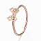 304 Stainless Steel Finger Rings, with Rhinestone, Bowknot, Mixed Size, Rose Gold, 16~18mm