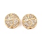 Brass Micro Pave Clear Cubic Zirconia Beads, Cadmium Free & Nickel Free & Lead Free, Flat Round, Real 18K Gold Plated, 11.5x6mm, Hole: 1.4mm