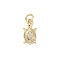 Brass Micro Pave Cubic Zirconia Charms, Cadmium Free & Lead Free, Real 18K Gold Plated, with Jump Ring, Tortoise, 14.5x7.5x2.5mm, Hole: 3mm
