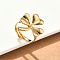 304 Stainless Steel Finger Rings, Clover Charms, Ion Plating(IP), Golden, 23x19.5mm, 17mm