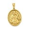 Ion Plating(IP) 304 Stainless Steel Pendants, Oval with Saint Charm, Golden, 35.5x26x4mm, Hole: 9.5x5mm