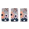 Handmade Polymer Clay Pendants, Rectangle with Flower, Silver, 36~37x19x7mm, Hole: 1.6mm