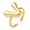 Initials Brass Open Cuff Ring for Women, Cadmium Free & Nickel Free & Lead Free, Letter V, 16.5x17.5mm, Adjustable
