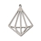 201 Stainless Steel Pendants, Laser Cut, Triangle Charm, Anti-Tarnish, Stainless Steel Color, 32x24x1mm, Hole: 1.4mm