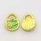 Golden Tone Alloy Rhinestone Enamel Cabochons, Lady Bag, Lime, 11x9x4mm
