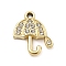 Alloy Rhinestone Pendants, UV Plated, Umbrella, Golden, 18.5x15.5x2.5mm, Hole: 1.4mm
