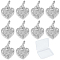 10Pcs Brass Micro Pave Cubic Zirconia Charms, Heart, Platinum, 9x8x2mm, Hole: 3mm