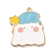 Halloween Theme Alloy Enamel Pendants, Ghost with Star Charm, Light Gold, Light Sky Blue, 24.5x20x1.5mm, Hole: 1.8mm