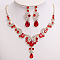 Teardrop & Moon Alloy Rhinestone Pendant Necklace & Stud Dangle Earring, Light Gold, Light Siam, 440mm & 60mm