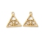 304 Stainless Steel Rhinestone Pendants, Triangle Evil Eye Charms, Ion Plating(IP), Real 18K Gold Plated, 17.5x17x3mm, Hole: 1.8mm