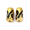 304 Stainless Steel Enamel Beads, Ion Plating(IP), Real 18K Gold Plated, Column, Black, 15.5x8mm, Hole: 1.8mm