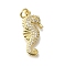 Brass Micro Pave Cubic Zirconia Pendants, Cadmium Free & Lead Free, with Shell, Seahorse Charms, with Jump Ring, Real 16K Gold Plated, 22x10x2mm