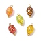 Transparent Acrylic Pendants, Oval, with Brass Ball Head Pins, Golden Metal Enlaced, Mixed Color, 19.5x10mm, Hole: 2mm