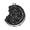 Opaque Resin Pendants, with Platinum Iron Loop, Biscuit, Black, 23x21x7.5mm, Hole: 2mm