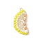 Glass Seed Beaded Lemon Slice Pendants, with Glass & 304 Stainless Steel Jump Rings, Real 18K Gold Plated, Faceted, Yellow, 31x15~16x6mm, Hole: 5mm