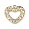 Brass Micro Pave Cubic Zirconia Pendants, Hollow Heart Charms, Rack Plating, Long-Lasting Plated, Cadmium Free & Lead Free, Real 18K Gold Plated, 14.5x15x2.5mm, Hole: 1.2mm