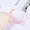 Double Row Cherry Quartz Glass Chip Hair Bands, Hair Accessories for Bridal, with Metal Hair Hoop, 150x125x23mm