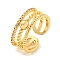 Brass Micro Pave Clear Cubic Zirconia Round Open Cuff Ring, Wide Band Ring for Women, Real 18K Gold Plated, 9mm, Adjustable