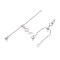 925 Sterling Silver Ball Chain Extenders, Heart, with Lobster Claw Clasps & Charms, Platinum, 62x5.5mm, Hole: 1.6~2mm