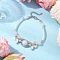 Natural White Jade Beaded Braceleys, Butterfly, with Tibetan Style Alloy Round Beads & Brass Tube Beads, 7-3/4 inch(19.8cm)