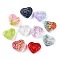 Transparent Glass Beads, Heart with Bowknot, Gradient Color, Mixed Color, 13.5~14x16x7~7.5mm, Hole: 1mm