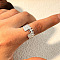 Bat Hammered 304 Stainless Steel Cuff Rings, Wide Band Open Rings, Stainless Steel Color, 11mm, Inner Diameter: 17.6mm