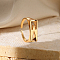Alloy Adjustable Open Cuff Rings, Real 18K Gold Plated, Letter W, Inner Diameter: Adjustable