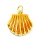 Real 18K Gold Plated Rack Plating Brass Enamel Charms, with Jump Ring, Long-Lasting Plated, Lead Free & Cadmium Free, Shell Shape Charm, Gold, 14x14x3.5mm, Hole: 3mm