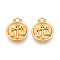 304 Stainless Steel Pendants, Flat Round with Twelve Constellations Charms, Real 18K Gold Plated, Ion Plating(IP), Libra, 20.5x17x3~4.5mm, Hole: 2.5x2.7mm