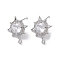 Brass Micro Pave Cubic Zirconia Stud Earring Findings, Cadmium Free & Nickel Free & Lead Free, Sun, Real Platinum Plated, 20x17mm, Hole: 1.4mm, Pin: 0.8mm