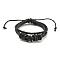PU Imitation Leather Cord Triple Layer Multi-strand Bracelets, Alloy Links Bracelets, Star, Inner Diameter: 2-1/4~3-3/4 inch(5.7~9.5cm)