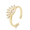 Clear Cubic Zirconia Eye Open Cuff Ring, Brass Jewelry for Women, Cadmium Free & Lead Free, Golden, Inner Diameter: 18mm