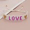 Bohemian Style Glass Seed Beads Braided Bead Bracelets for Women, Heart & Word Love, White, Inner Diameter: 11 inch(28cm)