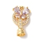 Brass Micro Pave Cubic Zirconia Fold Over Clasps, Nickel Free, with Glass, Butterfly, Violet, 22mm, Hole: 4.2mm